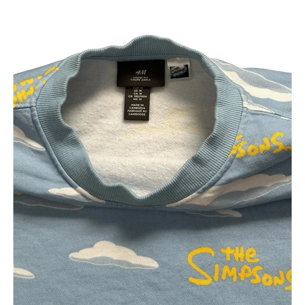 The Simpsons x‎ H&M Divided Blue Cloud Print Oversized Sweatshirt Men's Size M